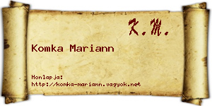 Komka Mariann névjegykártya